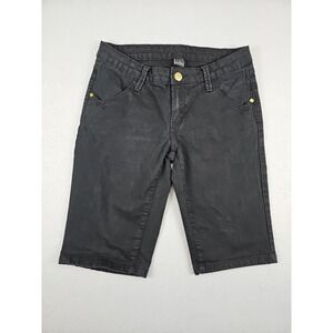 Southpole Shorts Women's 9 Black Gold Embroidered Street Urban‎ Stretch Y2K